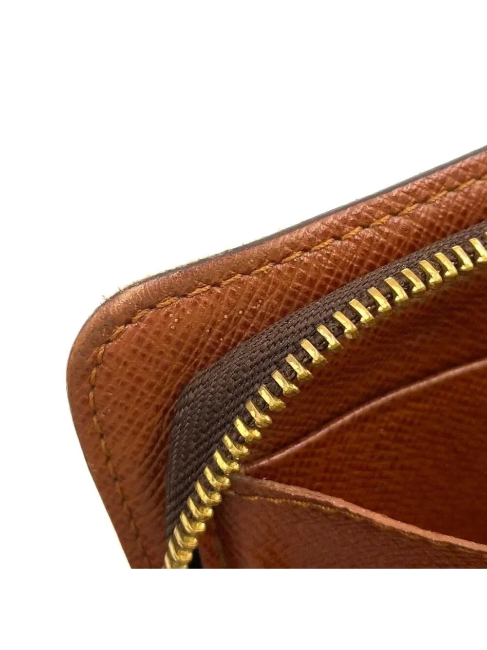 Louis Vuitton Porte-Monnaie Monogram Leather Brown Round Zippy Wallet Gold